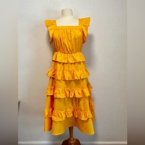 Rachel Parcell Amber Orange Tiered Ruffle Midi Dress - Size 2